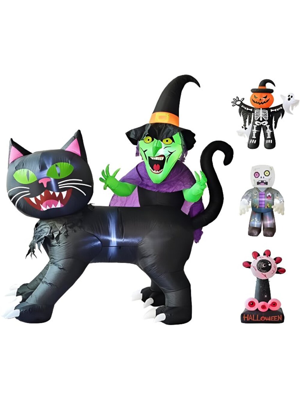8ft Witch Riding Black Cat 2025 Halloween Inflatable Decoration - Giant